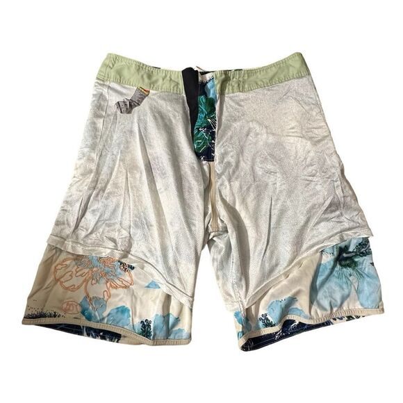Quiksilver Edition ~ Mens White and Blue Floral Boardshorts ~ size 36 - Picture 11 of 14